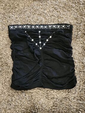 Black Tube Top With Silver Design